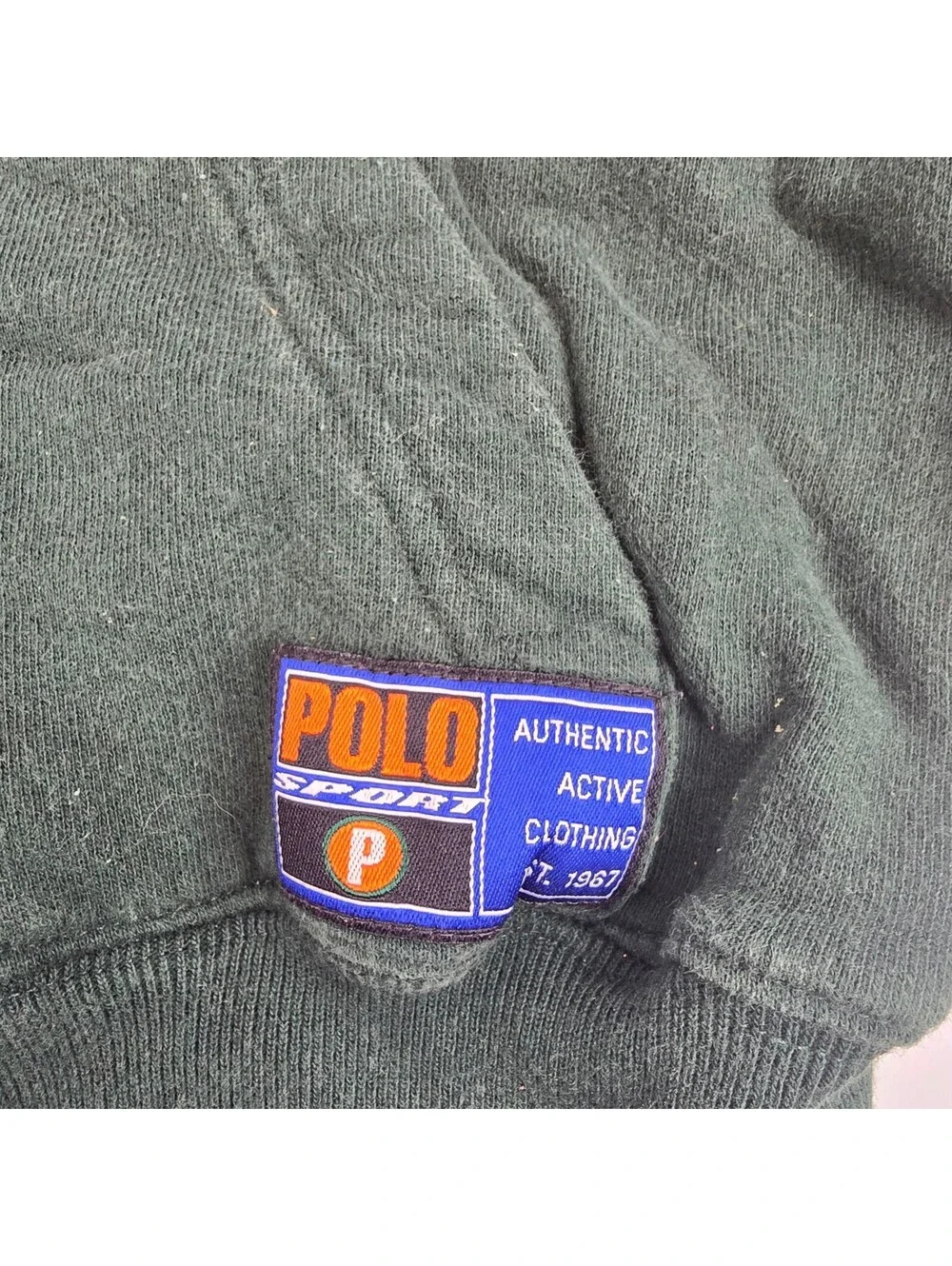 Vintage 90s Ralph Lauren Polo Sport Boy Zip Hoodie Sweatshirt Green Orange Gray